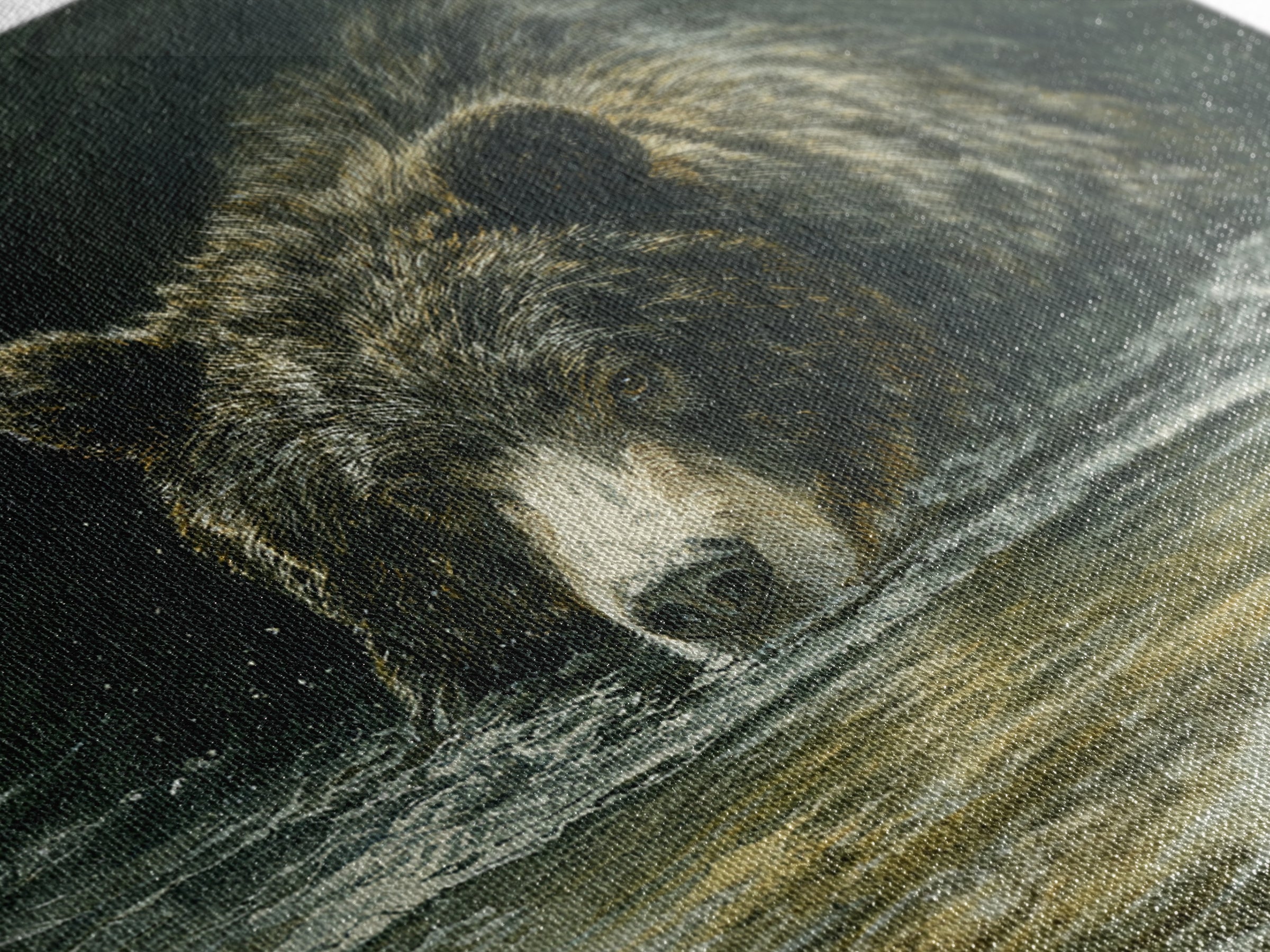 Bear Fishing in Rushing Mountain River Canvas Print, Wildlife Art, Canvas Painting, Living Room Decor, Fine Art, Wild, WIL-1x1-76