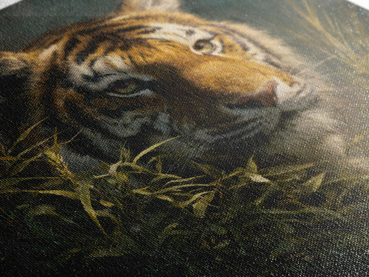 Tiger Portrait with Jungle Shadows Canvas Print, Wildlife Art, Room Decor, Living Room Decor, Fine Art, Wild, Large Wall Art, WIL-1x1-77