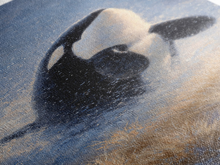 Orca Breaching in Cold Ocean Canvas Print, Wildlife Art, Modern Wall Art, Living Room Decor, Fine Art, Wild, Bird Wall Art, WIL-1x3-11