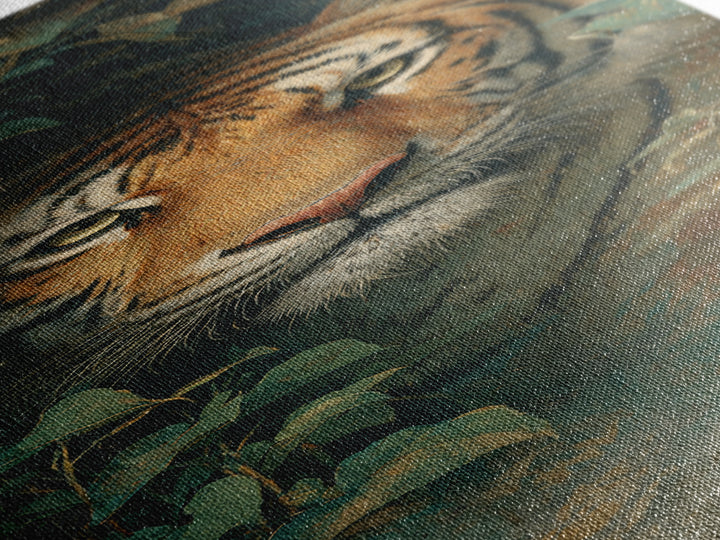 Tiger Portrait with Jungle Shadows Canvas Print, Wildlife Art, Room Decor, Living Room Decor, Fine Art, Wild, Large Wall Art, WIL-1x3-17