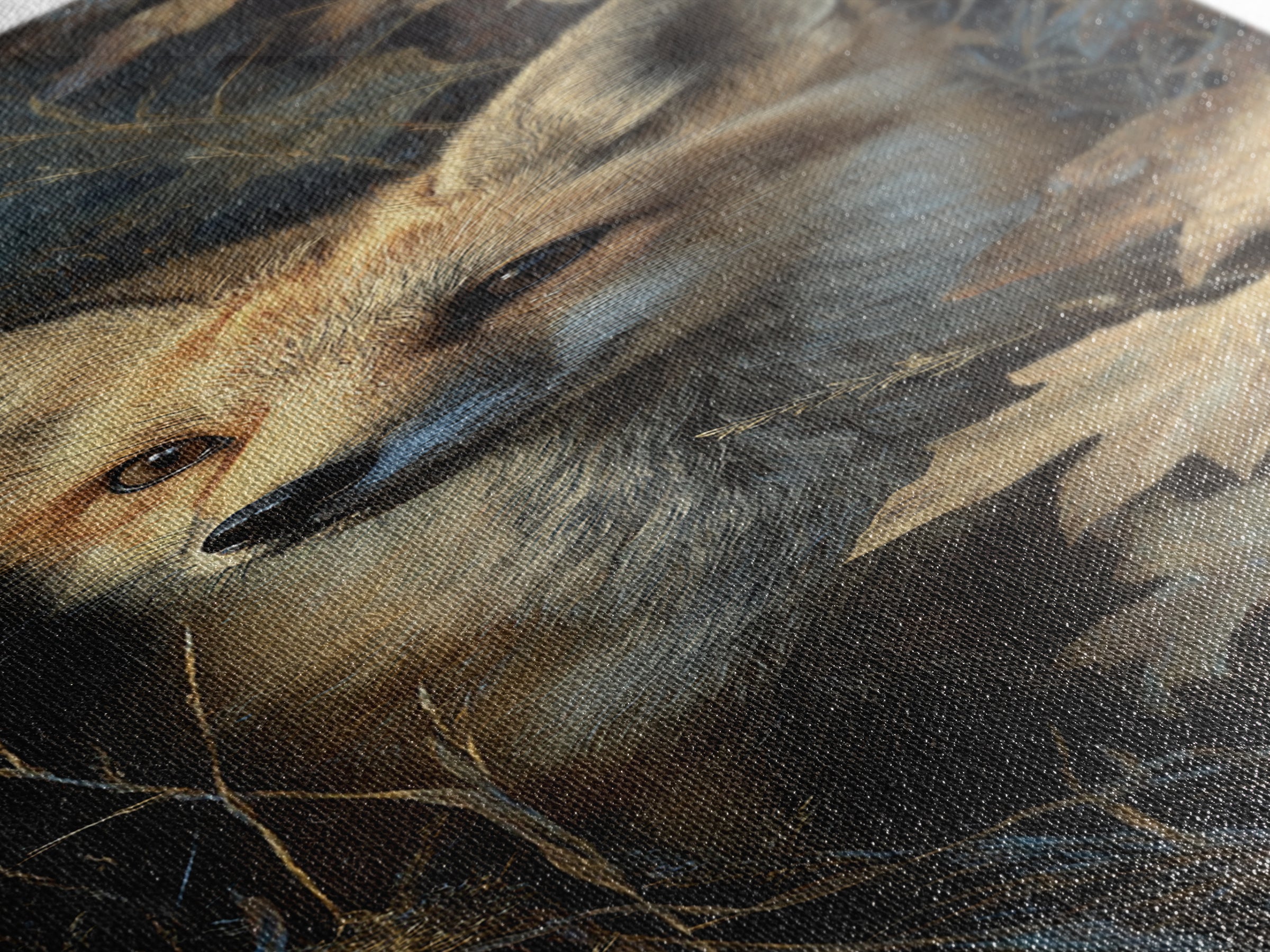 Fox in Autumn Forest Leaves Canvas Print, Wildlife Art, Gallery Decor, Living Room Decor, Fine Art, Wild, Contemporary Art, WIL-1x3-21