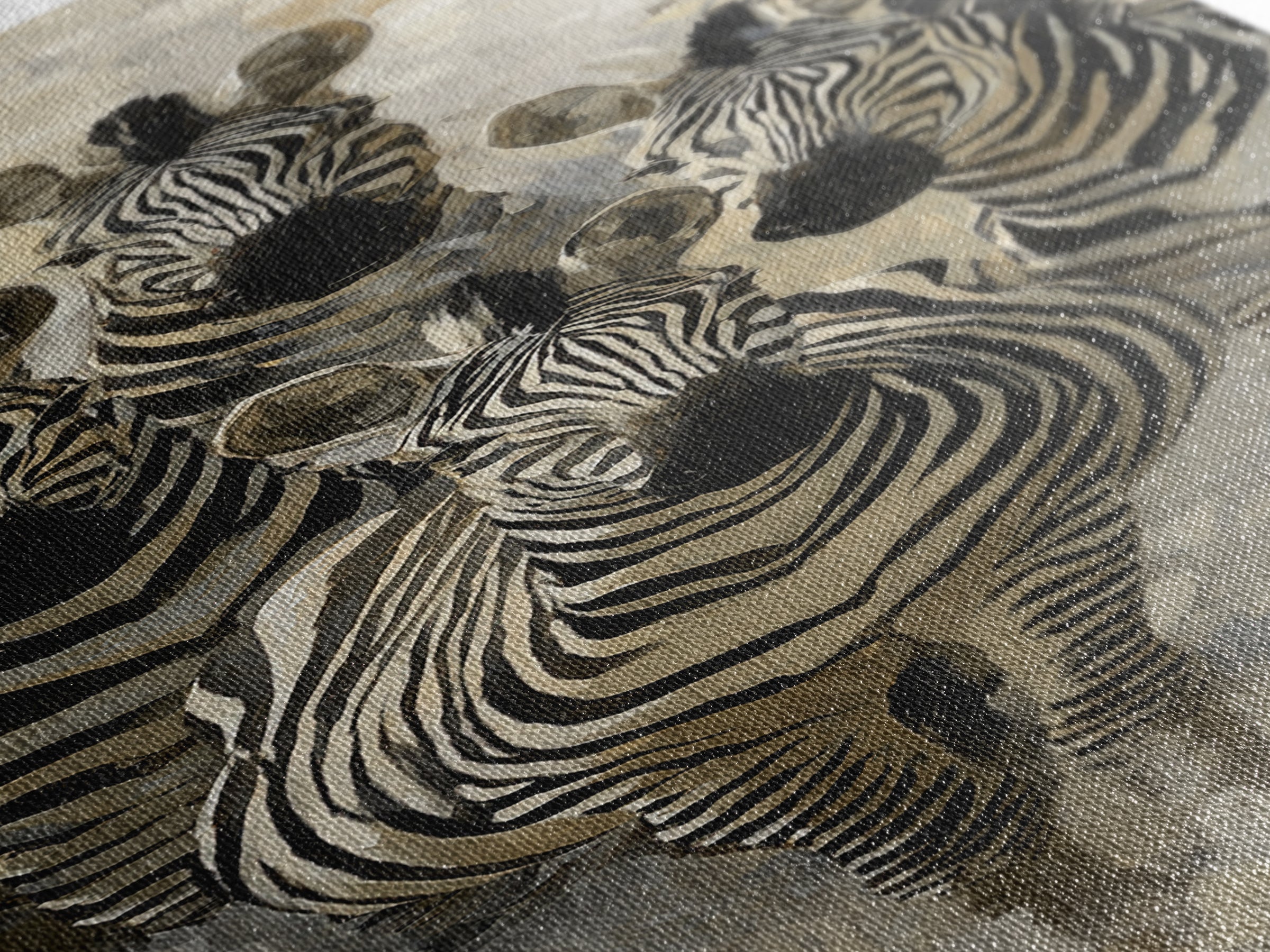 Zebra Herd in Graphic Black and White Framed Canvas Print, Wildlife Art, Original Art, Living Room Decor, Fine Art, Wild, WIL-1x3-47