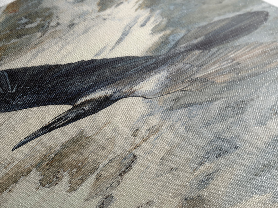 Raven Flying Through Snowy Mountains Canvas Print, Wildlife Art, Wall Decor, Living Room Decor, Wild, Living Room Wall Art, WIL-1x3-60