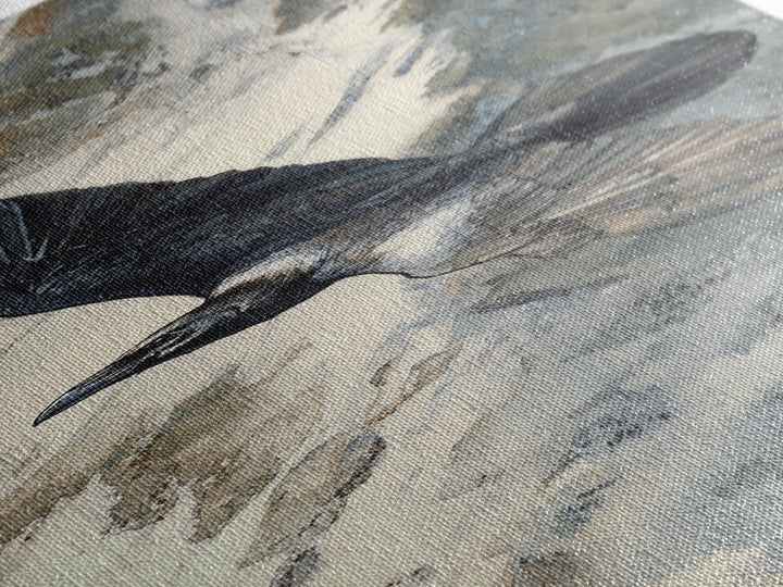 Raven Flying Through Snowy Mountains Canvas Print, Wildlife Art, Wall Decor, Living Room Decor, Wild, Living Room Wall Art, WIL-1x3-60