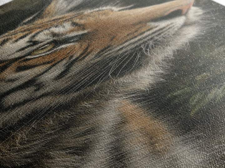 Tiger Portrait with Jungle Shadows Canvas Print, Wildlife Art, Landscape Art, Living Room Decor, Fine Art, Wild, Modern Decor, WIL-1x3-89