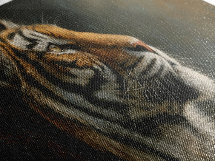 Tiger Portrait with Jungle Shadows Canvas Print, Wildlife Art, Digital Wall Art, Living Room Decor, Fine Art, Wild, Modern Art, WIL-2x1-49