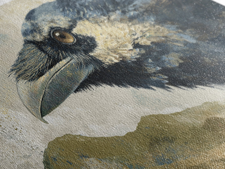 Raven Flying Through Snowy Mountains Canvas Print, Wildlife Art, Large Wall Art, Living Room Decor, Wild, Landscape Art, WIL-2x1-68