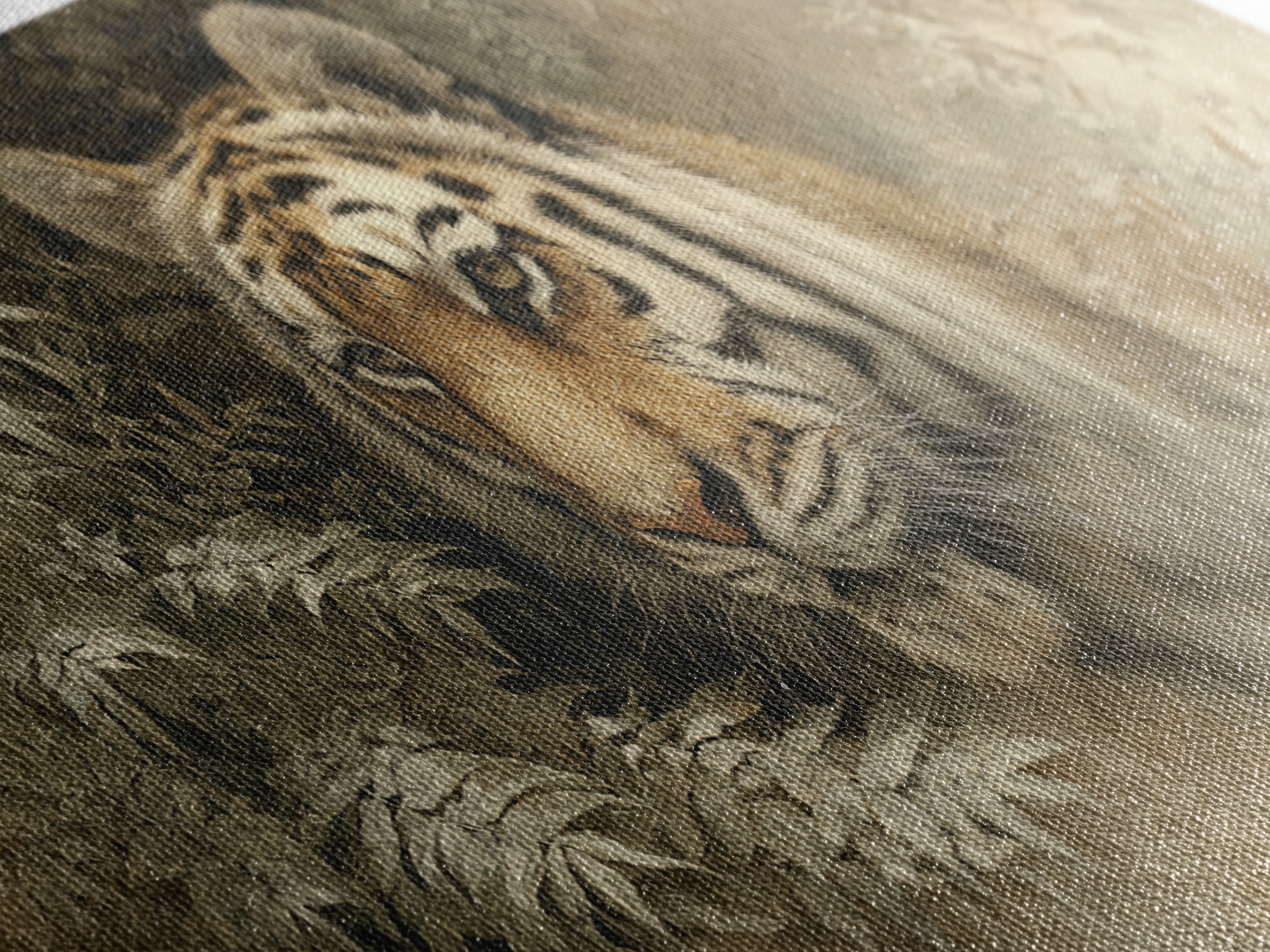 Tiger Portrait with Jungle Shadows Canvas Print, Wildlife Art, Digital Wall Art, Living Room Decor, Fine Art, Wild, Modern Art, WIL-2x1-73