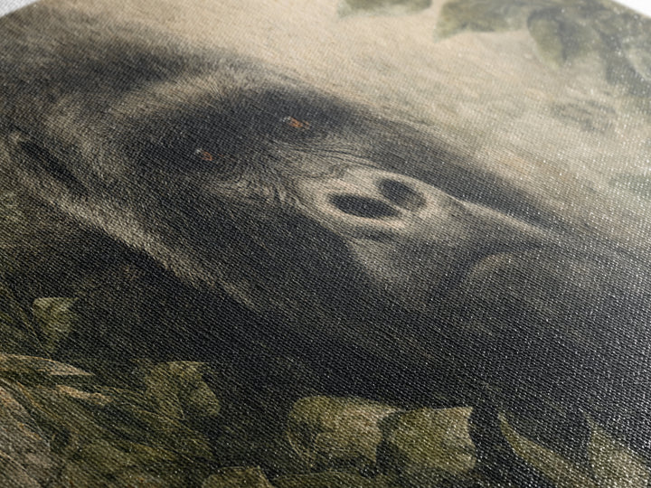 Gorilla Portrait with Powerful Gaze Framed Canvas Print, Wildlife Art, Canvas Wall Art, Living Room Decor, Fine Art, Wild, WIL-2x1-85