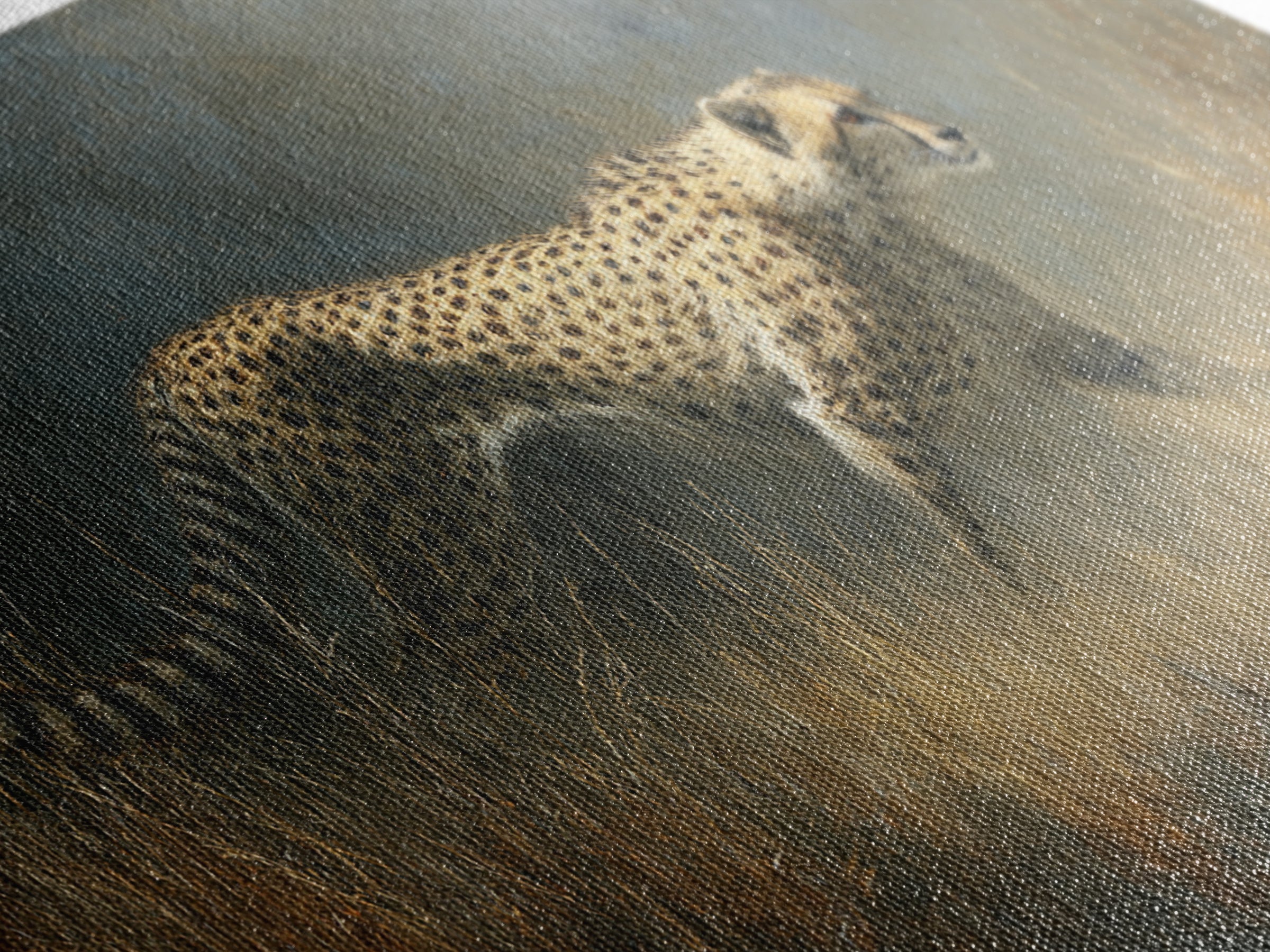 Cheetah Running Through Warm Dust Canvas Print, Wildlife Art, Living Room Decor, Wild, Living Room Art, Canvas Painting, WIL-2x1-89