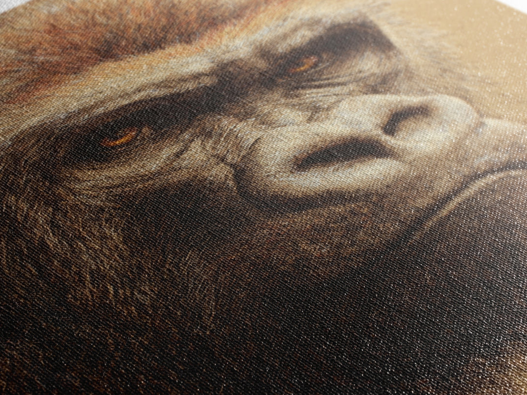 Gorilla Portrait with Powerful Gaze Framed Canvas Print, Wildlife Art, Wall Art, Living Room Decor, Wild, Modern Wall Art, WIL-2x3-1