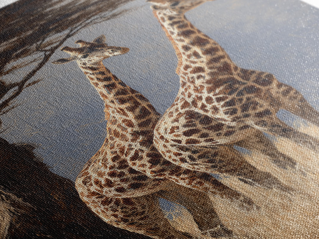 Giraffe Pair under Acacia Tree Canvas Print, Wildlife Art, Gallery Decor, Living Room Decor, Fine Art, Wild, Contemporary Art, WIL-2x3-15