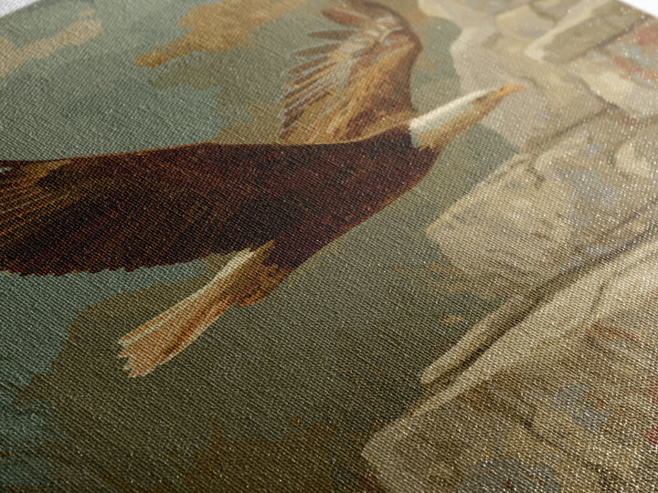Eagle Soaring Above Rocky Cliffs Framed Canvas Print, Wildlife Art, Wall Art, Living Room Decor, Wild, Modern Wall Art, WIL-2x3-38