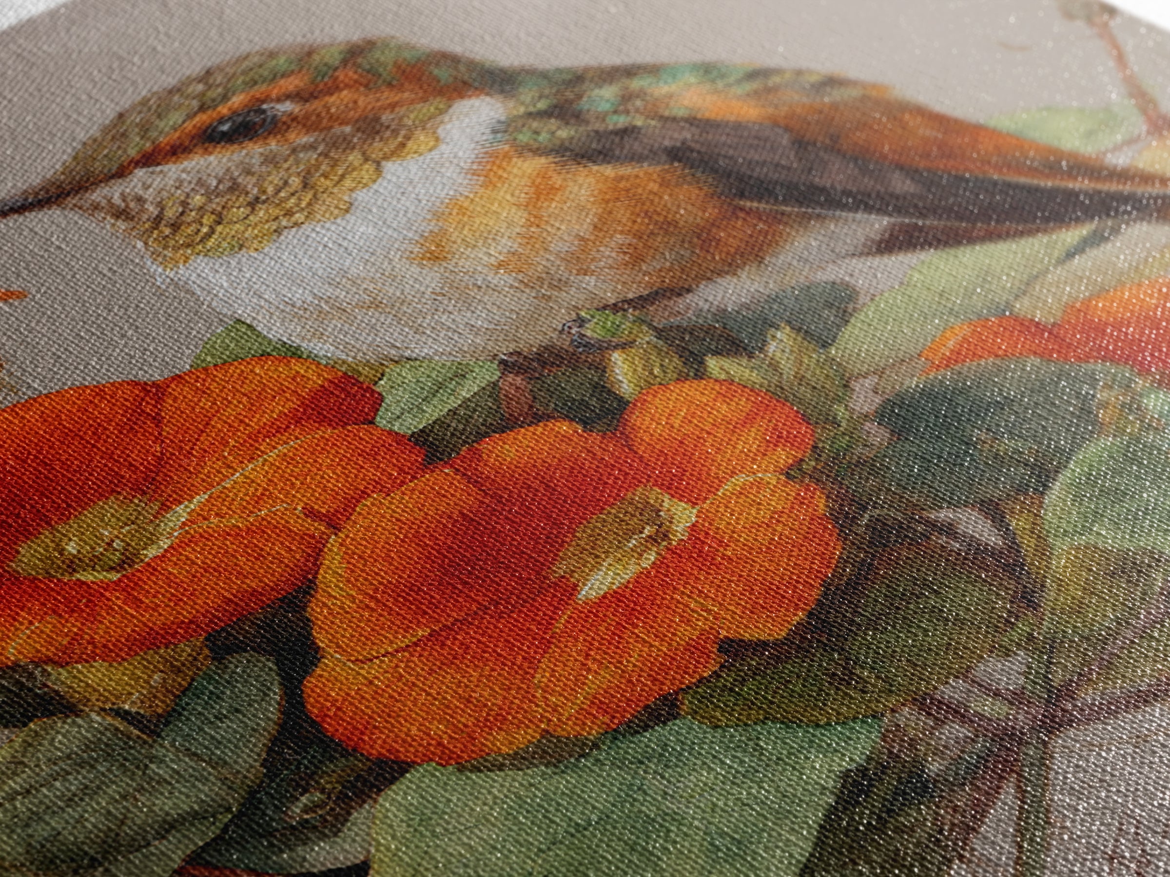 Hummingbird Beside Bright Flowers Framed Canvas Print, Wildlife Art, Boho Decor, Living Room Decor, Fine Art, Wild, Painting, WIL-2x3-48