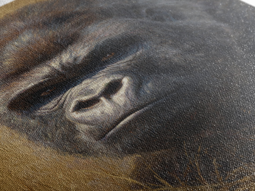 Gorilla Portrait with Powerful Gaze Canvas Print, Wildlife Art, Oil Painting, Living Room Decor, Wild, Bedroom Wall Art, WIL-2x3-49