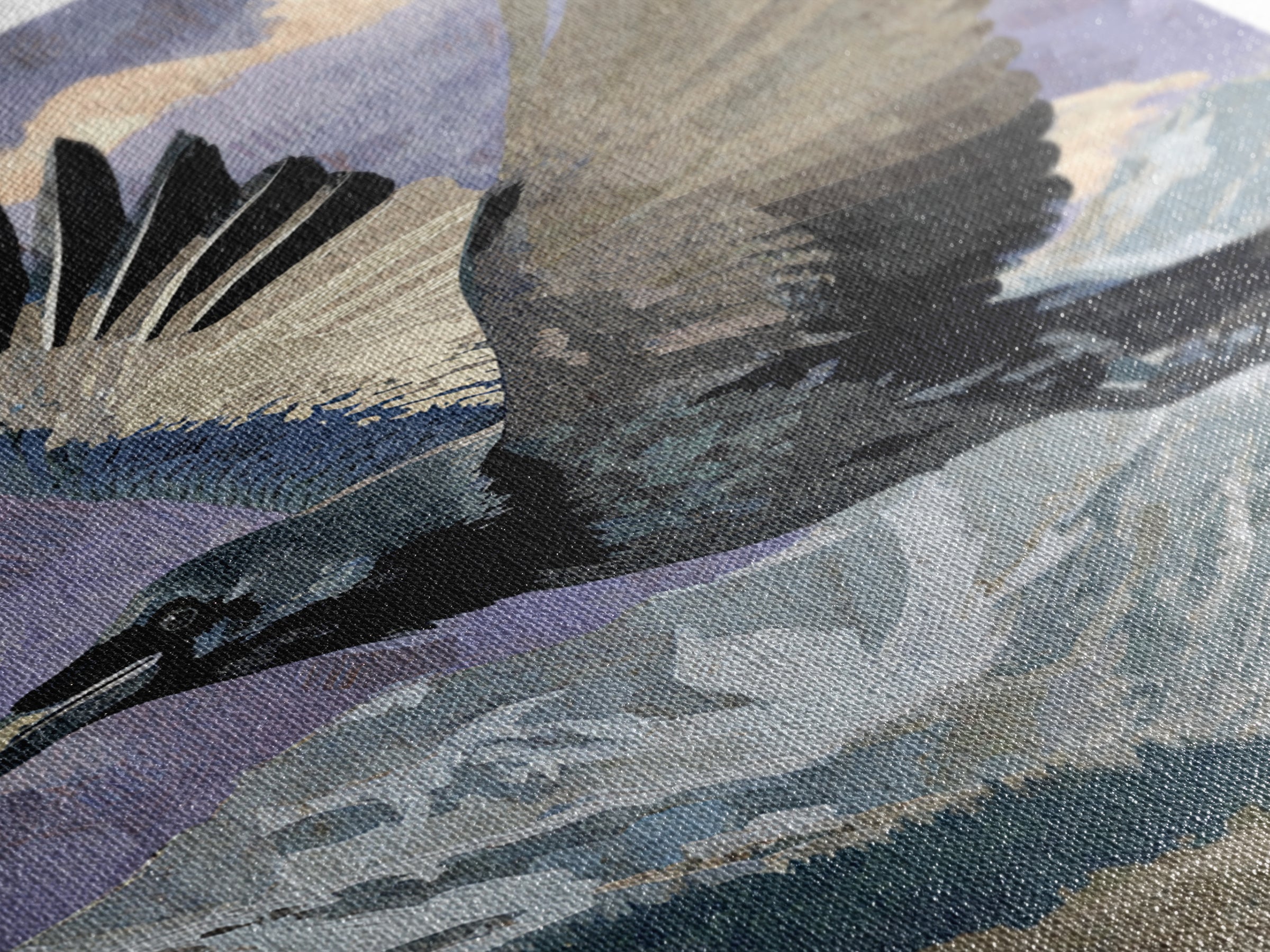 Raven Flying Through Snowy Mountains Framed Canvas Print, Wildlife Art, Neutral Decor, Living Room Decor, Fine Art, Wild, WIL-2x3-56