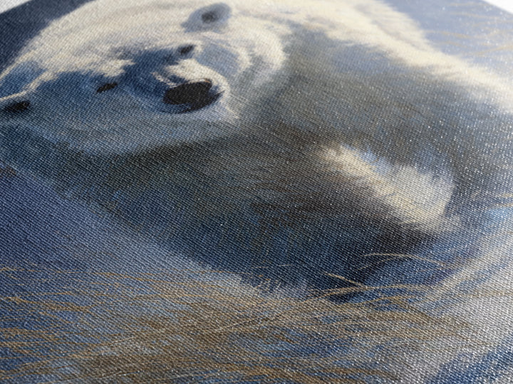 Polar Bear Crossing Blue Ice Canvas Print, Wildlife Art, Oil Painting, Living Room Decor, Fine Art, Wild, Bedroom Wall Art, WIL-2x3-71