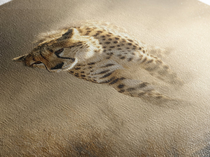 Cheetah Running Through Warm Dust Canvas Print, Wildlife Art, Modern Wall Art, Living Room Decor, Fine Art, Wild, Bird Wall Art, WIL-2x3-77