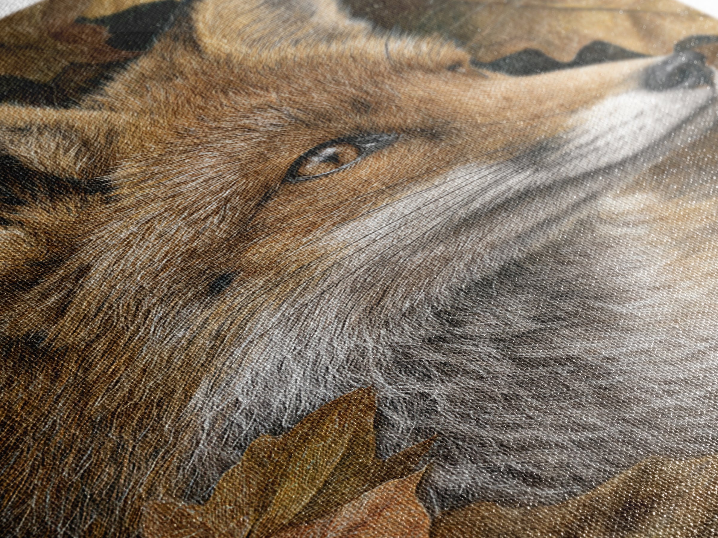 Fox in Autumn Forest Leaves Framed Canvas Print, Wildlife Art, Canvas Print, Living Room Decor, Fine Art, Wild, Forest Wall Art, WIL-2x3-89