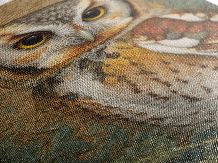 Owl Perched in Moonlit Woodland Framed Canvas Print, Wildlife Art, Gallery Decor, Living Room Decor, Abstract Art, Wild, WIL-2x3-92