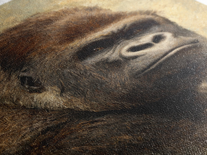 Gorilla Portrait with Powerful Gaze Framed Canvas Print, Wildlife Art, Wall Art Print, Living Room Decor, Oil Painting, Wild, WIL-2x3-97