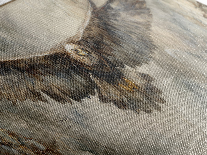 Eagle Soaring Above Rocky Cliffs Canvas Print, Wildlife Art, Art Print, Living Room Decor, Oil Painting, Wild, Digital Wall Art, WIL-3x1-70