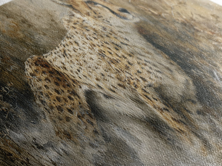 Cheetah Running Through Warm Dust Canvas Print, Wildlife Art, Digital Download Art, Living Room Decor, Oil Painting, Wild, WIL-3x1-85