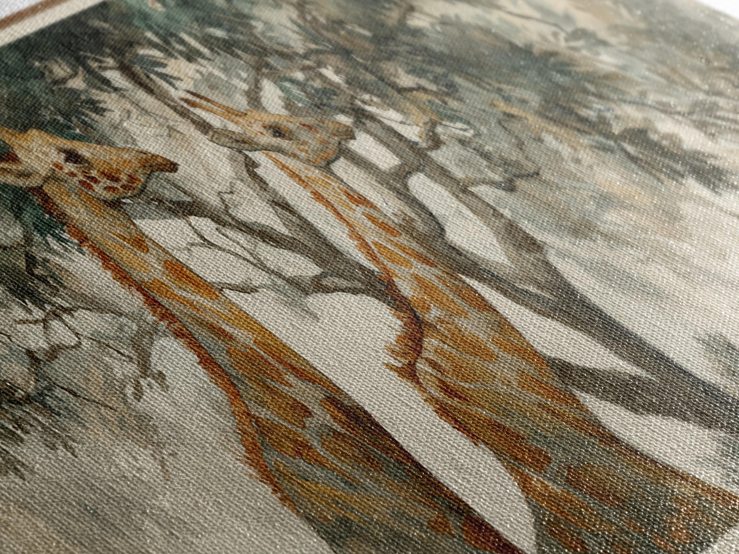 Giraffe Pair under Acacia Tree Canvas Print, Wildlife Art, Living Room Decor, Oil Painting, Wild, Original Art, WIL-3x1-95