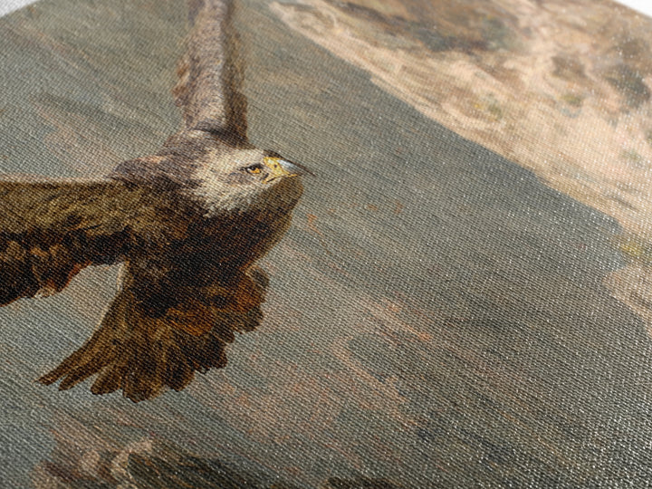 Eagle Soaring Above Rocky Cliffs Framed Canvas Print, Wildlife Art, Wall Art Print, Living Room Decor, Fine Art, Wild, WIL-3x2-10