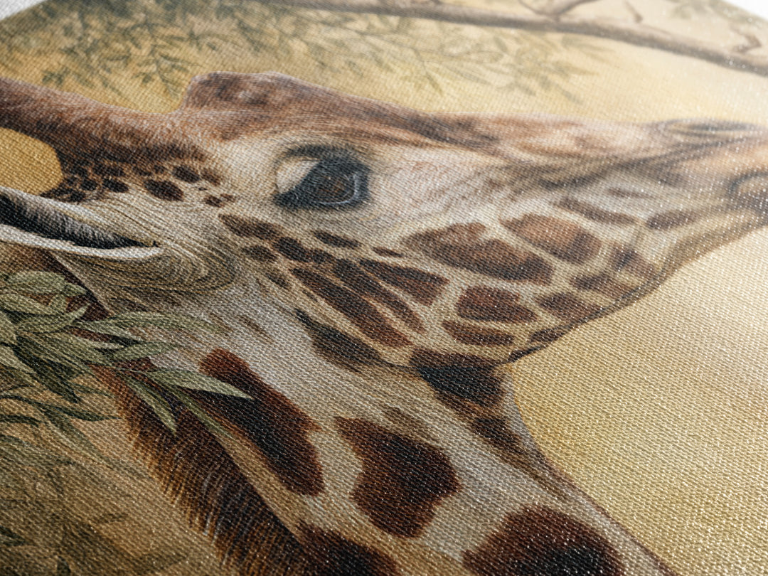 Giraffe Pair under Acacia Tree Canvas Print, Wildlife Art, Leopard Wall Art, Living Room Decor, Fine Art, Wild, Fine Art Print, WIL-3x2-11