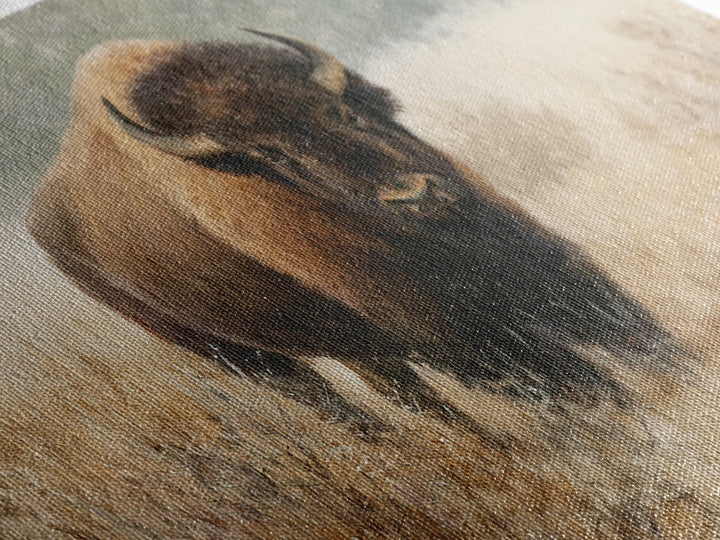 Bison on Wide Western Prairie Canvas Print, Wildlife Art, Living Room Wall Art, Living Room Decor, Wild, Unique Home Decor, WIL-3x2-17