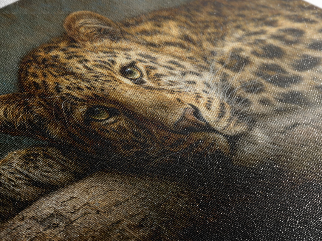 Leopard Resting on Tree Branch Framed Canvas Print, Wildlife Art, Large Wall Art, Living Room Decor, Watercolor Art, Wild, WIL-3x2-18