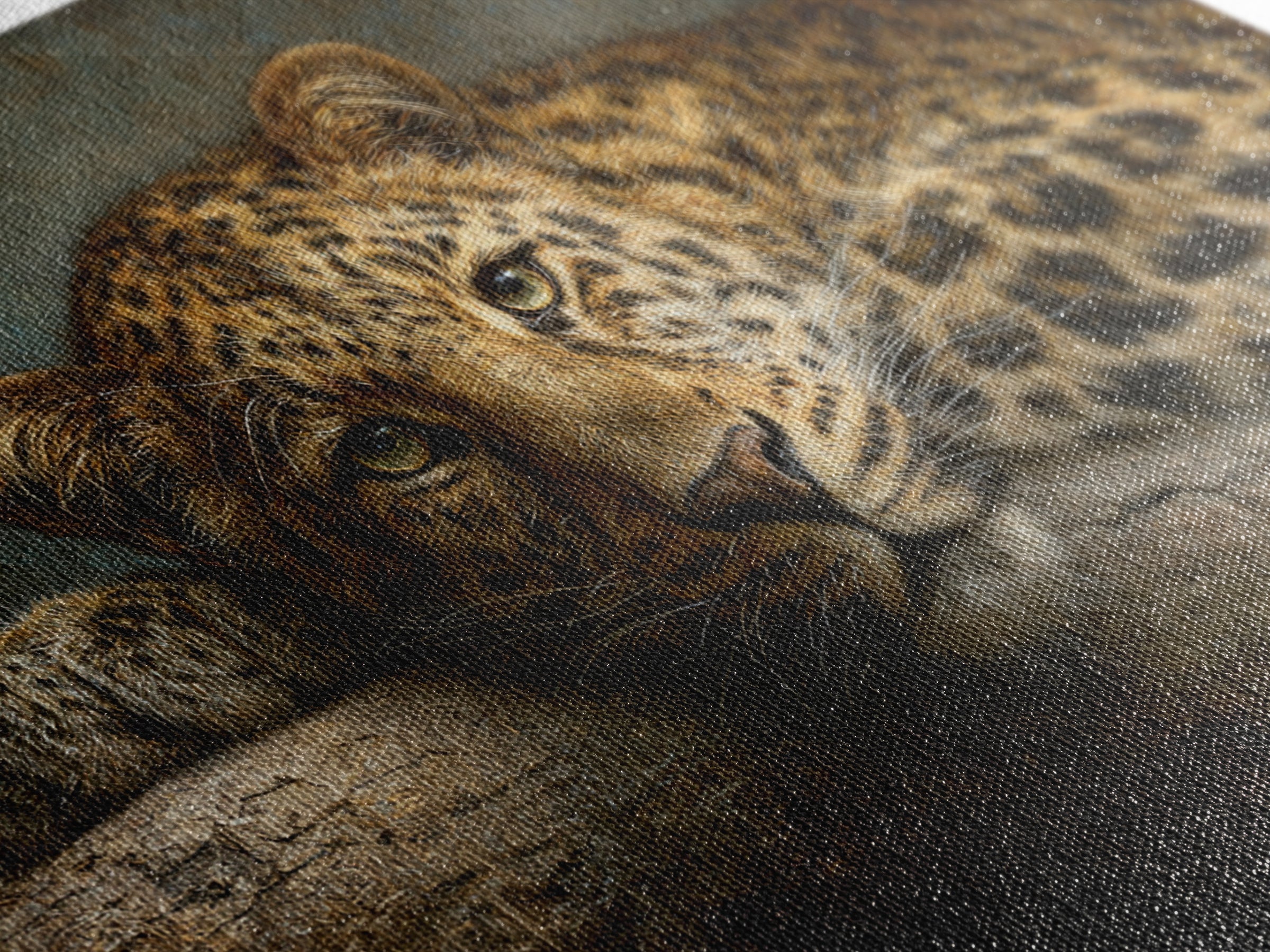 Leopard Resting on Tree Branch Framed Canvas Print, Wildlife Art, Large Wall Art, Living Room Decor, Watercolor Art, Wild, WIL-3x2-18