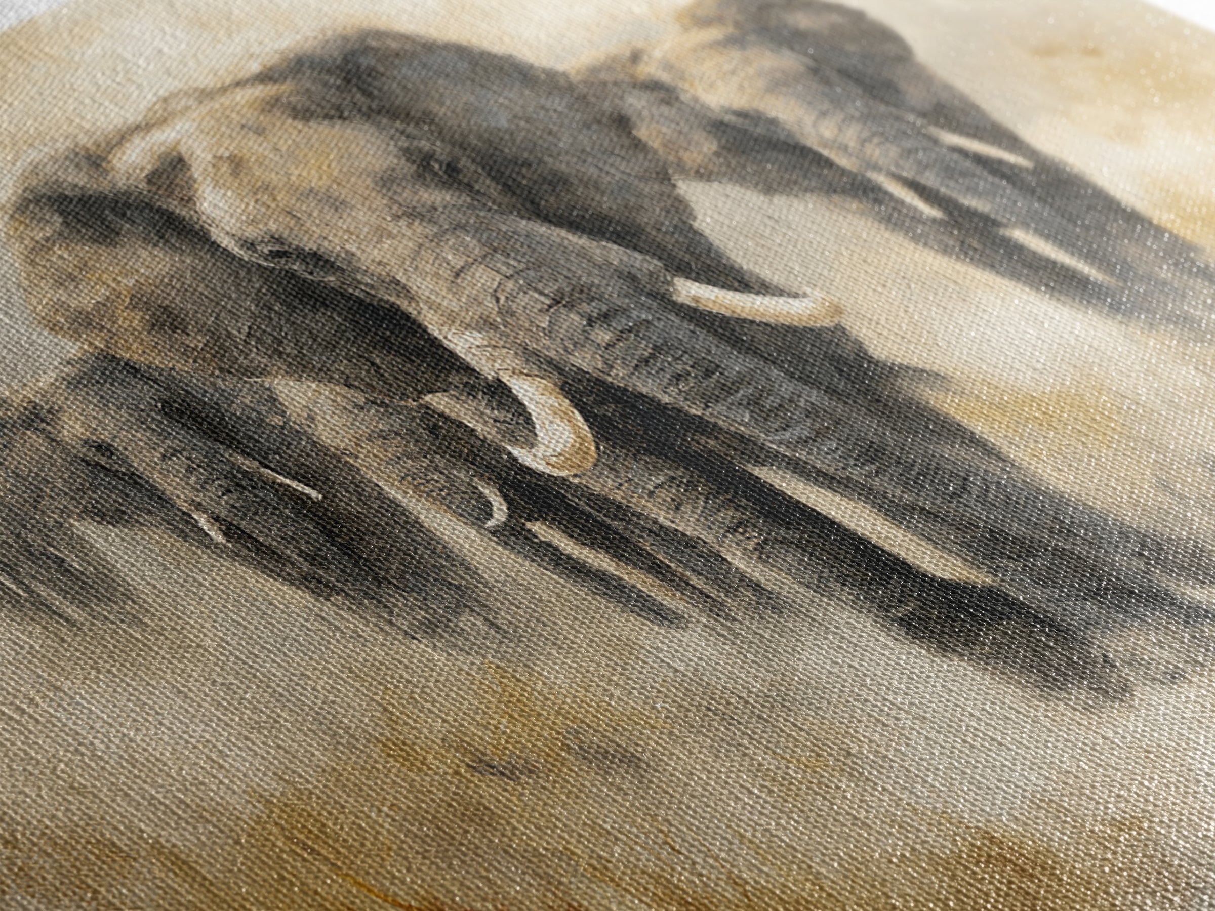 Elephant Herd Walking Through Dusty Sunset Canvas Print, Wildlife Art, Living Room Wall Art, Living Room Decor, Fine Art, Wild, WIL-3x2-30
