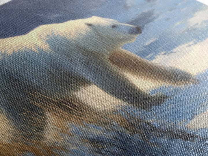 Polar Bear Crossing Blue Ice Canvas Print, Wildlife Art, Unique Home Decor, Living Room Decor, Abstract Art, Wild, WIL-3x2-43