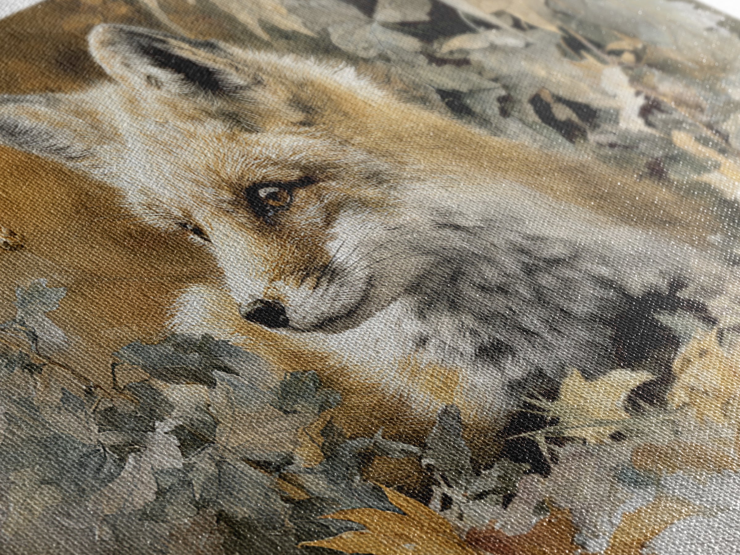 Fox in Autumn Forest Leaves Canvas Print, Wildlife Art, Leopard Wall Art, Living Room Decor, Fine Art, Wild, Fine Art Print, WIL-3x2-61