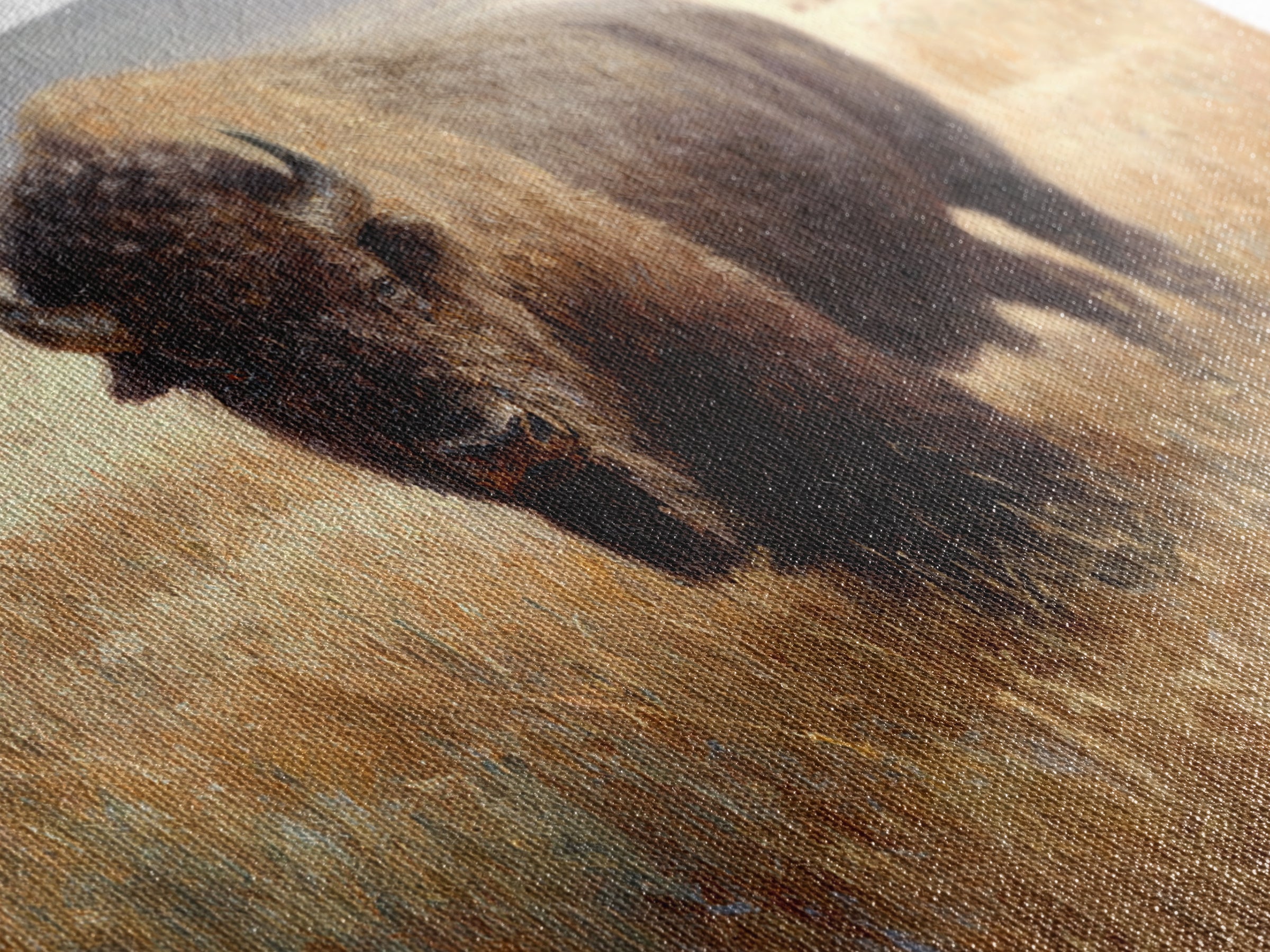 Bison on Wide Western Prairie Framed Canvas Print, Wildlife Art, Digital Download Art, Living Room Decor, Watercolor Art, Wild, WIL-3x2-65