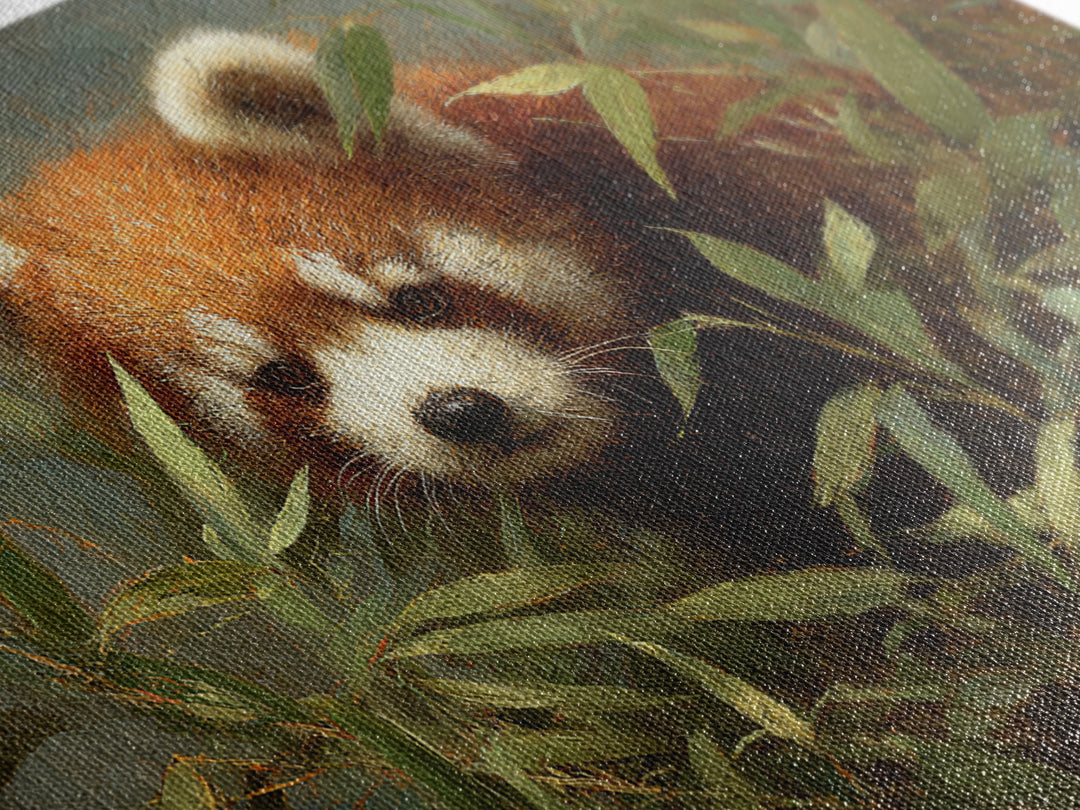 Red Panda Among Bamboo Leaves Canvas Print, Wildlife Art, Modern Decor, Living Room Decor, Fine Art, Wild, Home Decor, WIL-3x2-72