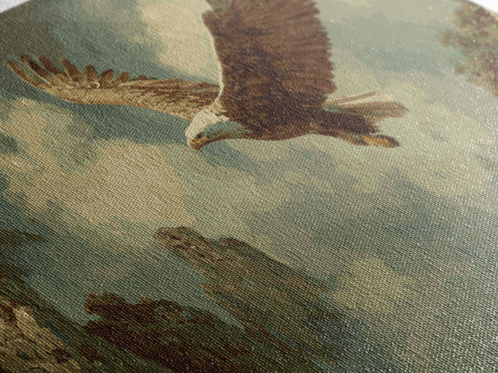 Eagle Soaring Above Rocky Cliffs Framed Canvas Print, Wildlife Art, Living Room Art, Living Room Decor, Oil Painting, Wild, WIL-3x2-82