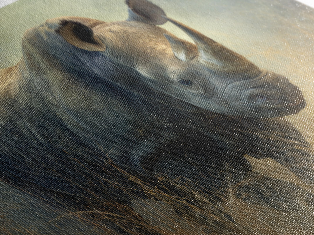 Rhino in Dramatic Stormy Light Canvas Print, Wildlife Art, Boho Decor, Living Room Decor, Fine Art, Wild, Wall Hangings, WIL-3x2-84