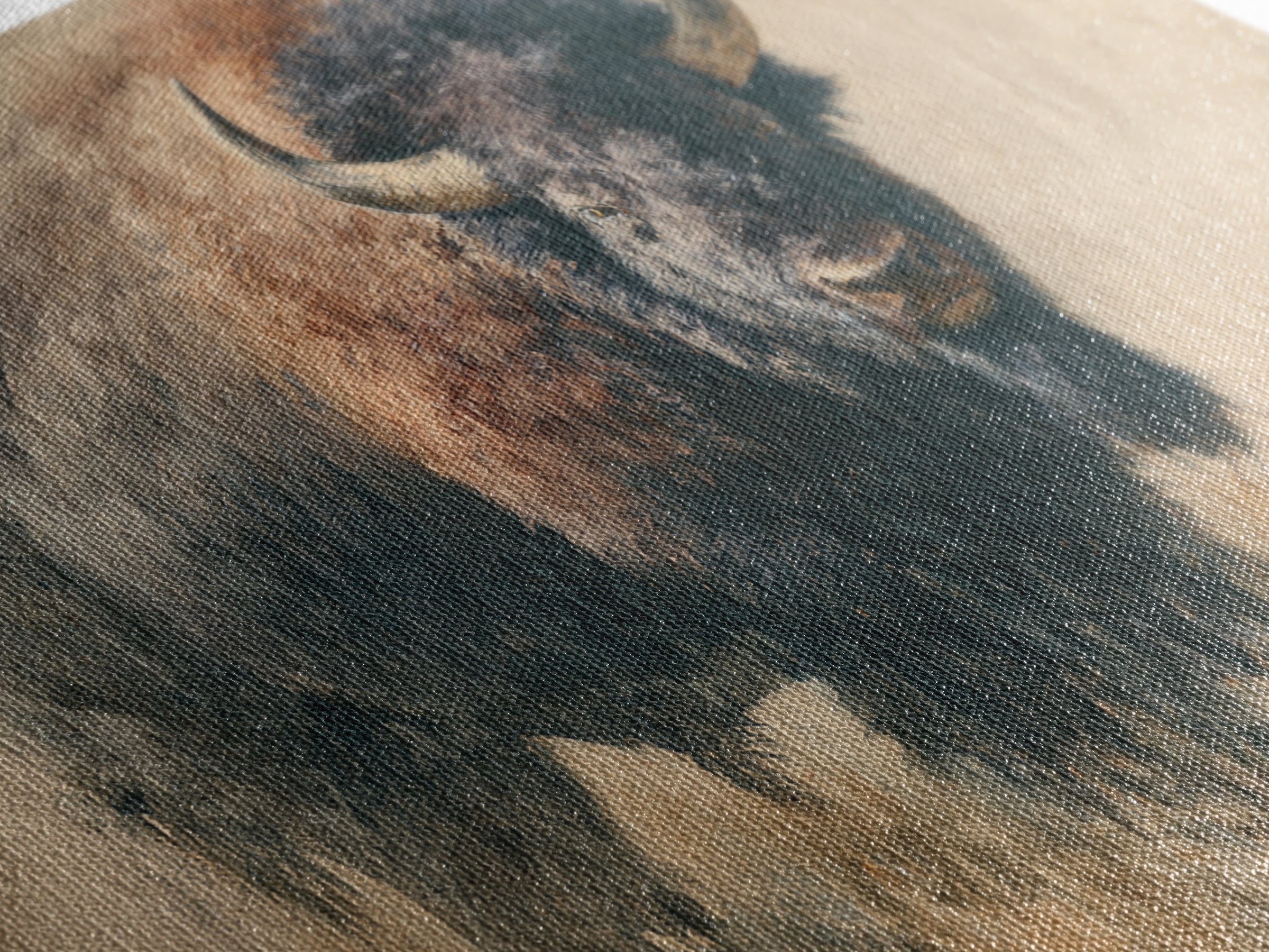 Bison on Wide Western Prairie Canvas Print, Wildlife Art, Forest Wall Art, Living Room Decor, Oil Painting, Wild, WIL-3x2-89