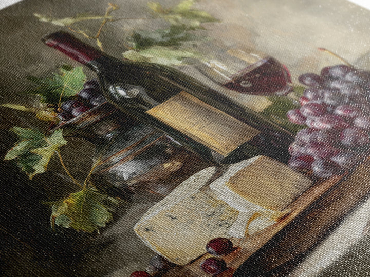 Charcuterie Board with Grapes and Cheese Canvas Print, Winery Art, Cocktail Wall Art, Winery Decor, Watercolor Art, Vineyard, WIN-1x1-13