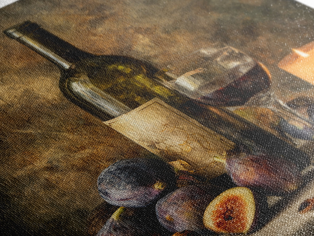 Wine Bottle and Glass Still Life Framed Canvas Print, Winery Art, Preppy Wall Art, Winery Decor, Vineyard, Statement Artwork, WIN-1x1-2