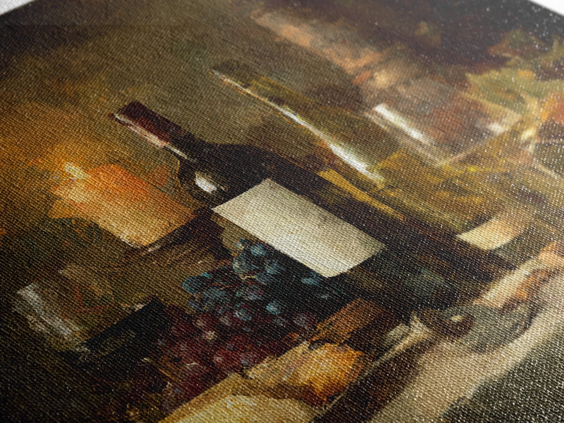 Old Cellar Key and Wine Label Shapes Canvas Print, Winery Art, Oil Painting, Winery Decor, Abstract Art, Vineyard, WIN-1x1-36