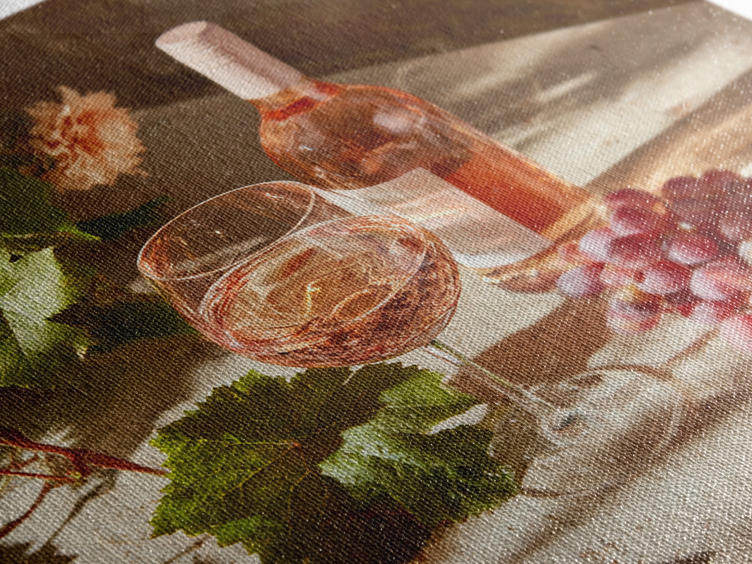 Ros Glass Beside Summer Flowers Framed Canvas Print, Winery Art, Gallery Decor, Winery Decor, Fine Art, Vineyard, Wall Art, WIN-1x1-38