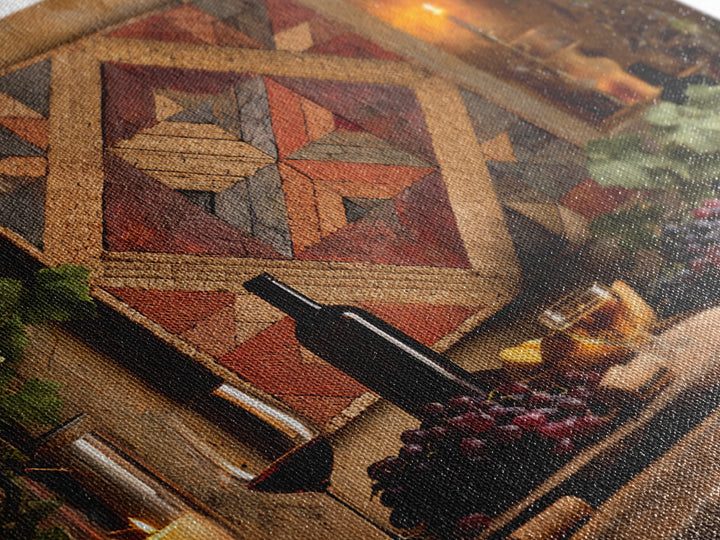 Corks Arranged as Geometric Pattern Framed Canvas Print, Winery Art, Landscape Art, Winery Decor, Fine Art, Vineyard, WIN-1x1-42