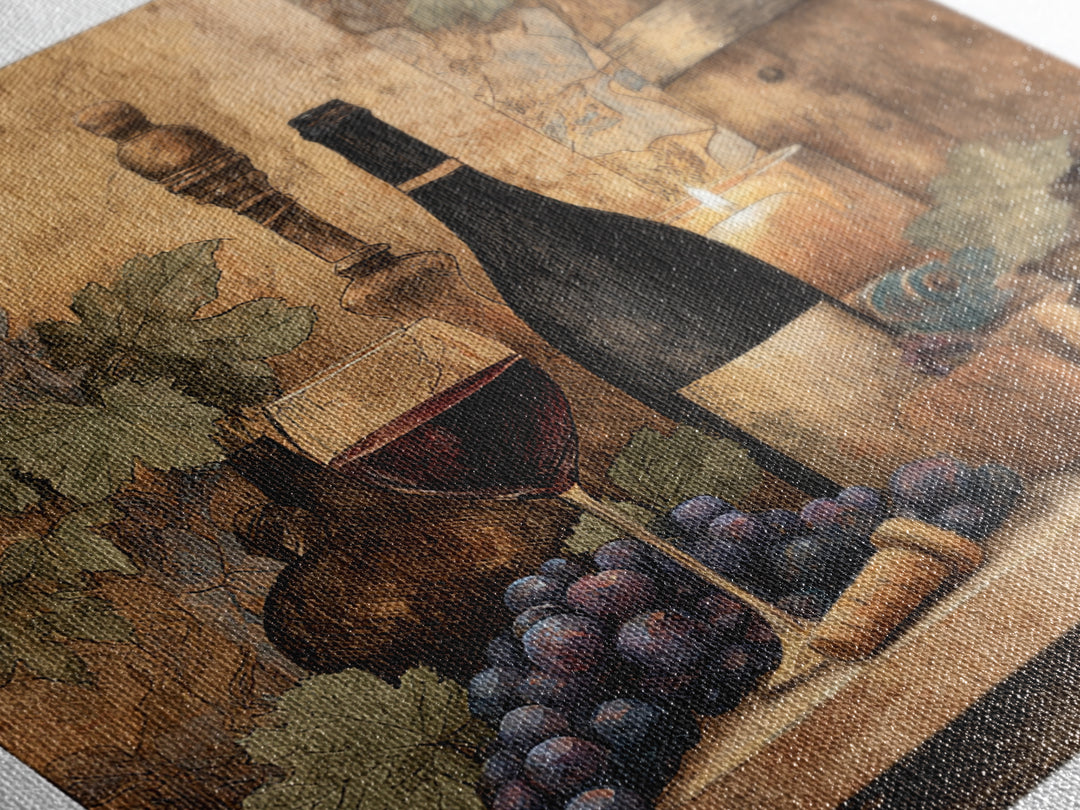 Corkscrew and Corks on Rustic Wood Framed Canvas Print, Winery Art, Wall Art Print, Winery Decor, Fine Art, Vineyard, WIN-1x1-52
