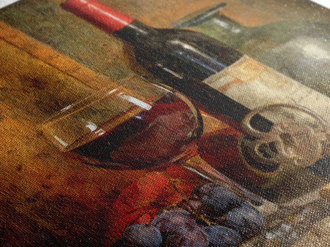 Old Cellar Key and Wine Label Shapes Framed Canvas Print, Winery Art, Landscape Art, Winery Decor, Fine Art, Vineyard, WIN-1x1-84