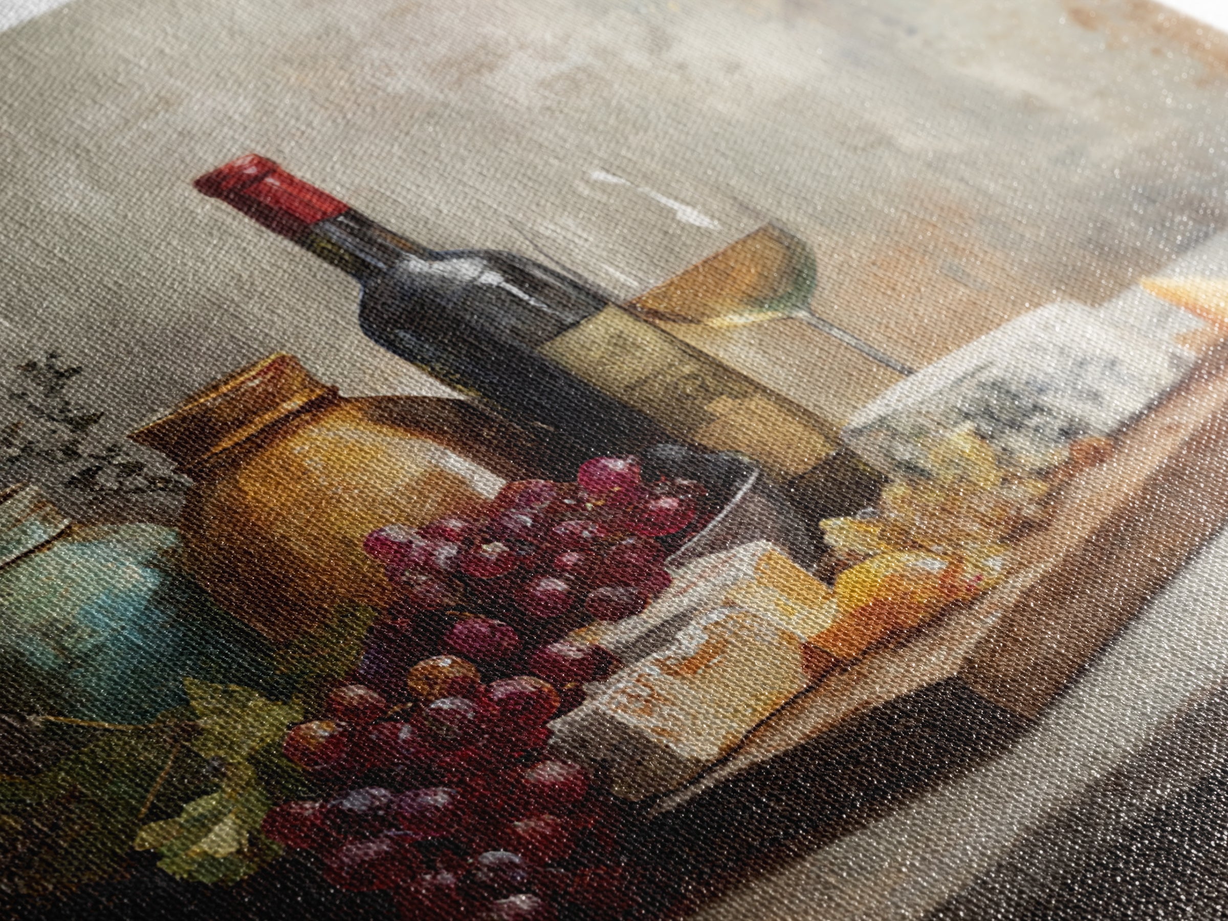 Charcuterie Board with Grapes and Cheese Canvas Print, Winery Art, Minimalist Decor, Winery Decor, Fine Art, Vineyard, WIN-1x1-85