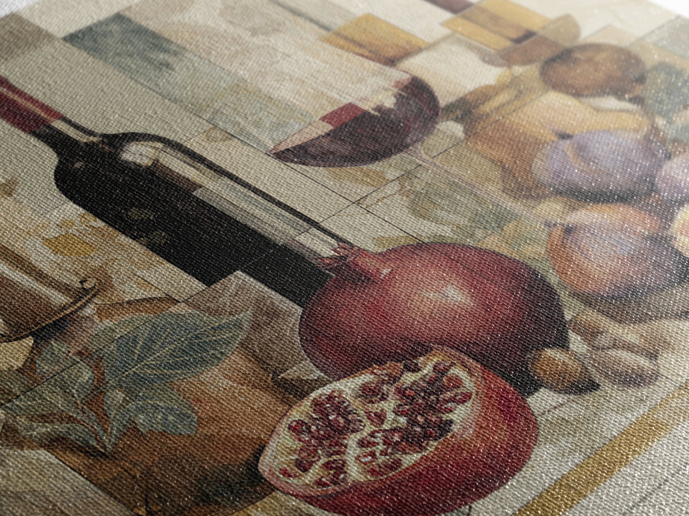 Pomegranate Figs and Red Wine Composition Canvas Print, Winery Art, Contemporary Art, Winery Decor, Fine Art, Vineyard, WIN-1x1-89